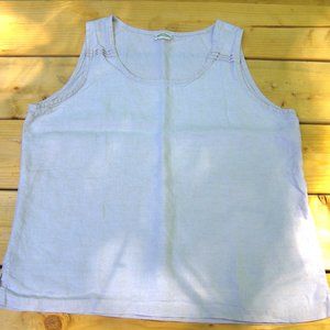 100% Linen size Large Habitat pleat detail scoop neck beige tank top